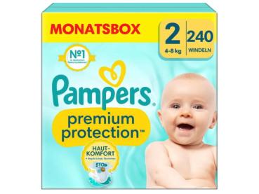 Pampers Windeln Premium Protection Größe 2 4-8 kg 240 Stück Monatspackungen