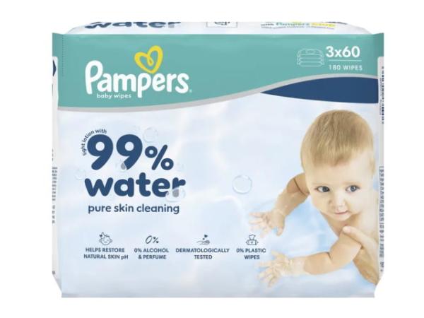 Pampers Feuchttuecher 99% water 3x60 Tücher
